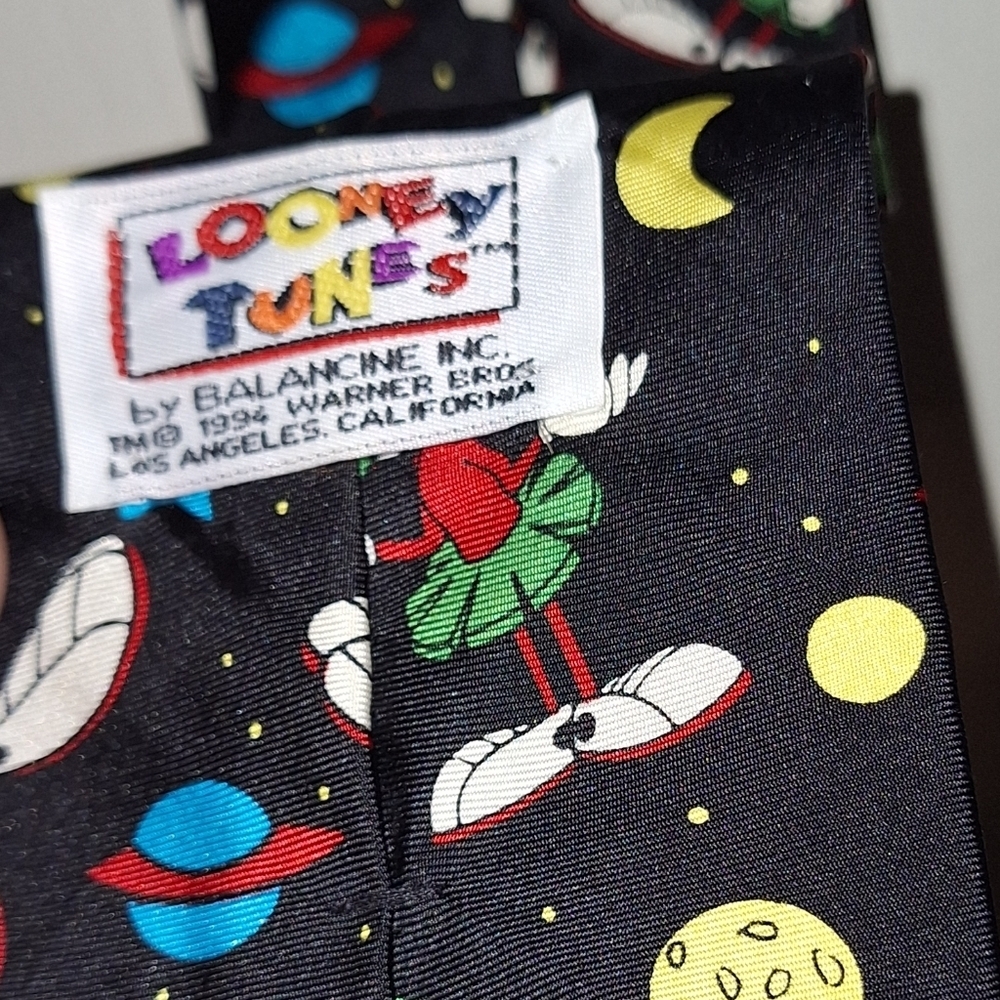 Warner Bros Black Tie Marvin the Martian 100% Silk - Picture 5 of 5